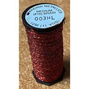 Kreinik #16 Medium Braid Metallic - 10m - 003HL Red High Luster